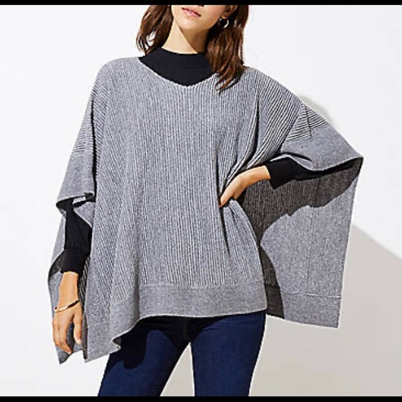 Loft sz xs/s grey ribbed poncho